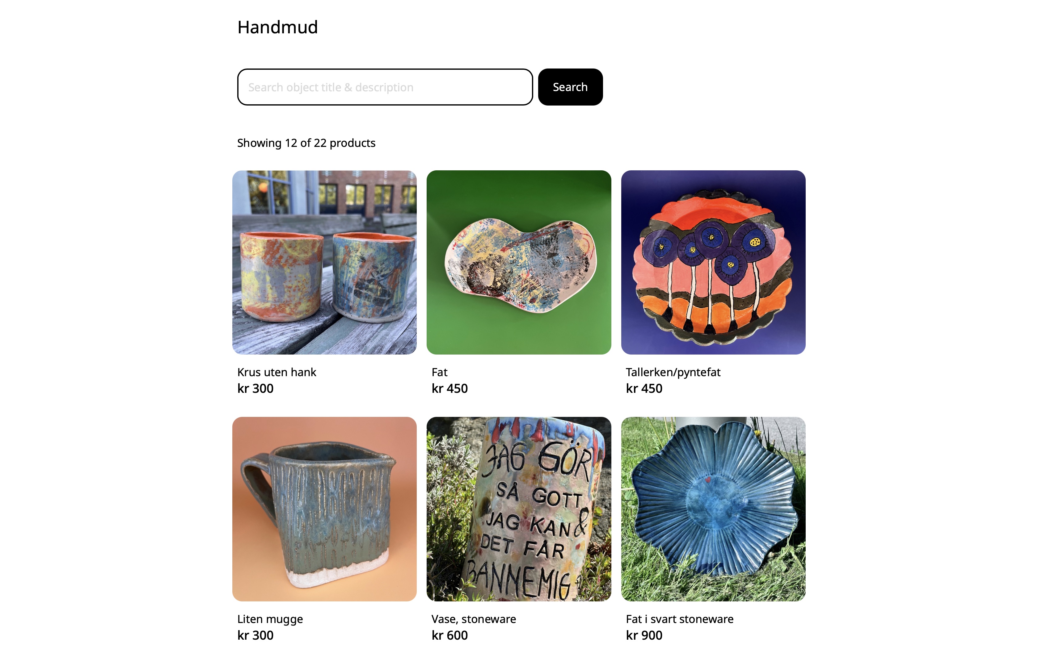 Screenshot of the landing page at handmud.com