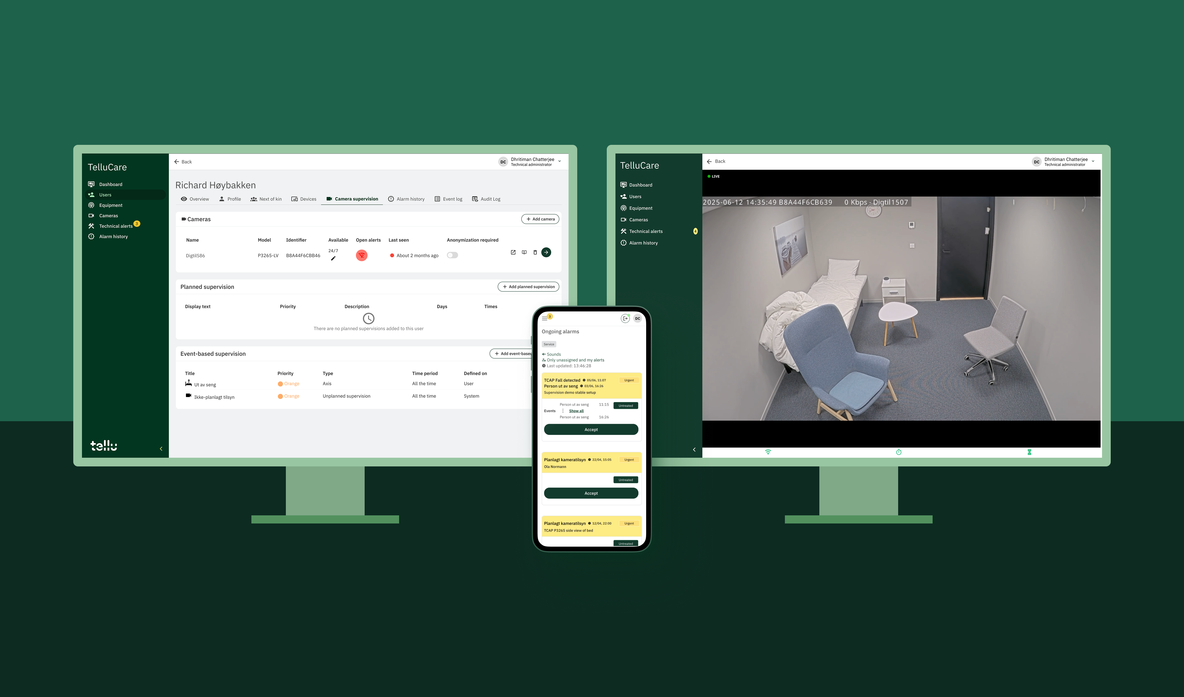 Screenshots showing the current state of the digital supervision product.